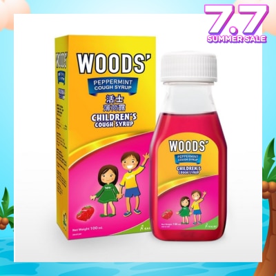WOODS Children's Peppermint Cough Syrup Strawberry 100ml (Expiry: Oct`2025)
