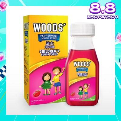 WOODS Children's Peppermint Cough Syrup Strawberry 100ml
