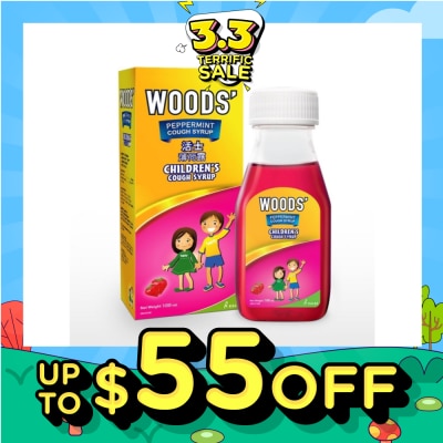 WOODS Children's Peppermint Cough Syrup Strawberry 100ml