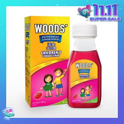 WOODS Children's Peppermint Cough Syrup Strawberry 100ml