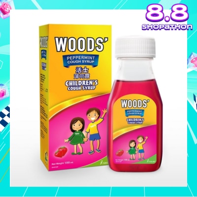 WOODS Children's Peppermint Cough Syrup Strawberry 100ml