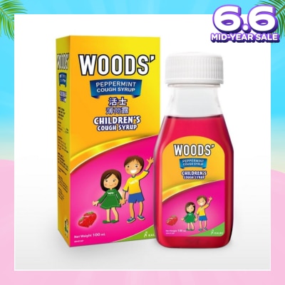 WOODS Children's Peppermint Cough Syrup Strawberry 100ml (Expiry: Oct`2025)