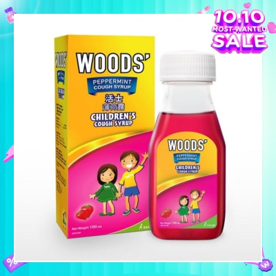 WOODS Children's Peppermint Cough Syrup Strawberry 100ml