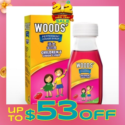WOODS Children's Peppermint Cough Syrup Strawberry 100ml