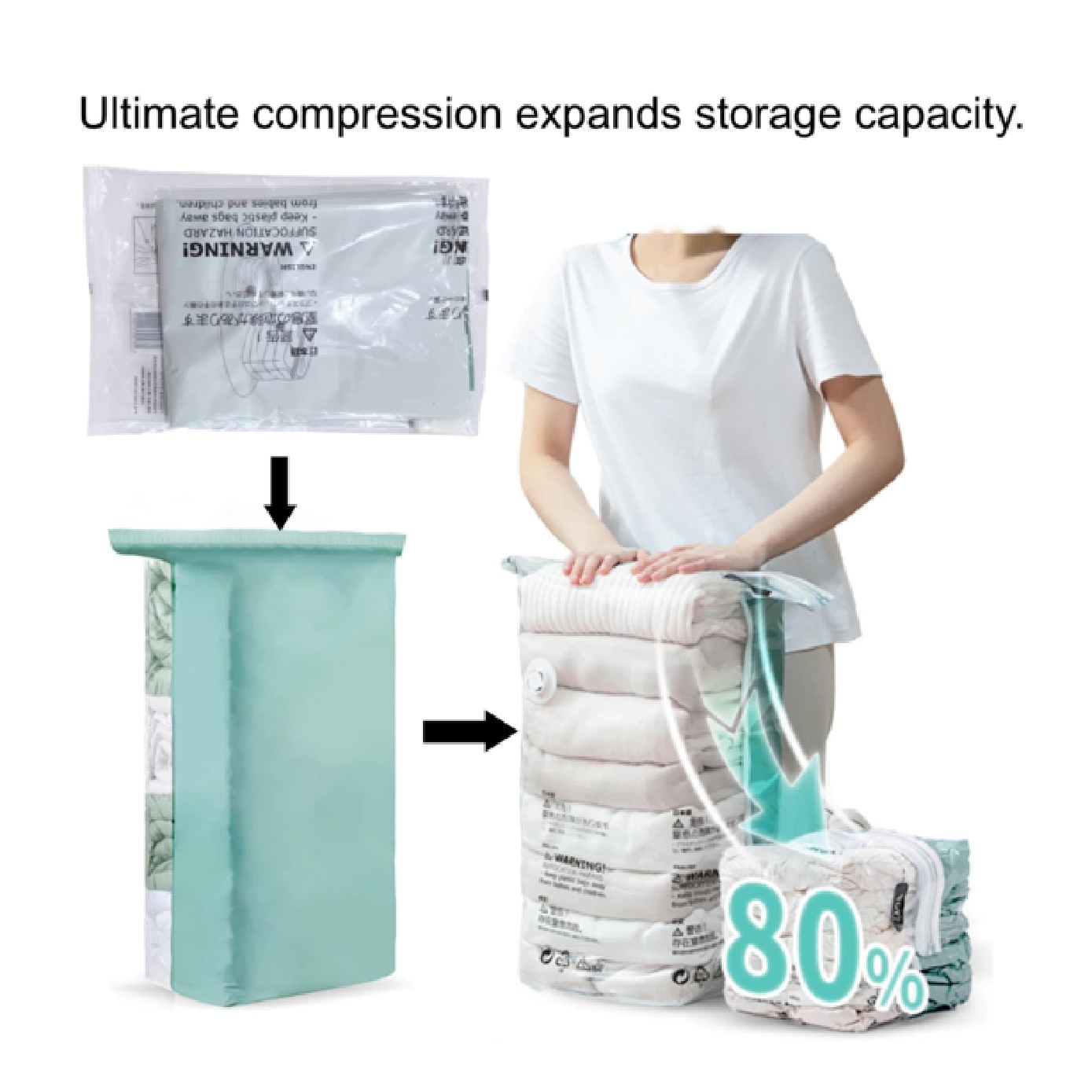 Stereo Air Valve Vacuum Compression Bag 50cm x 70cm x 30cm 3s