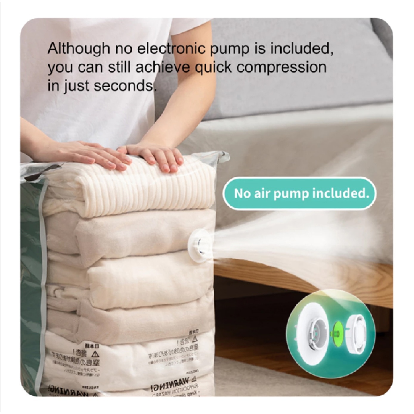 Stereo Air Valve Vacuum Compression Bag 50cm x 70cm x 30cm 3s