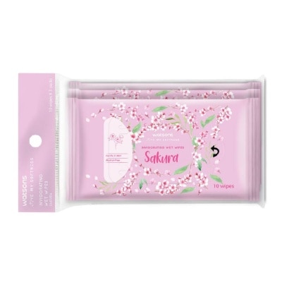 WATSONS Sakura Invigorating Wet Wipes Alcohol Free Gentle & Mild 10s x 3 pack