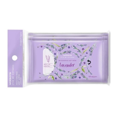 WATSONS Lavender Invigorating Wet Wipes Alcohol Free Gentle & Mild 10s x 3 pack