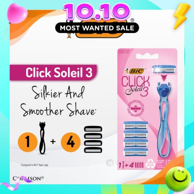 BIC Click Soleil 3 Shaver consists Handle 1s + Triple Blade Shaver 4s image
