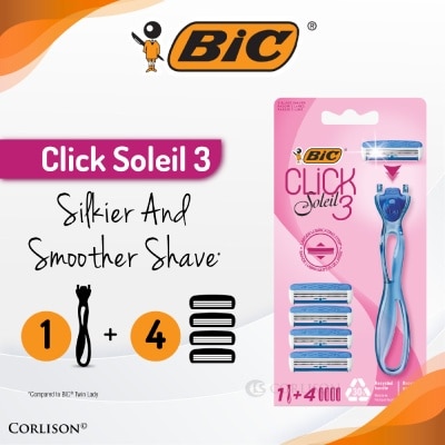 BIC - Click Soleil 3 Shaver consists Handle 1s + Triple-Blade Shaver 4s