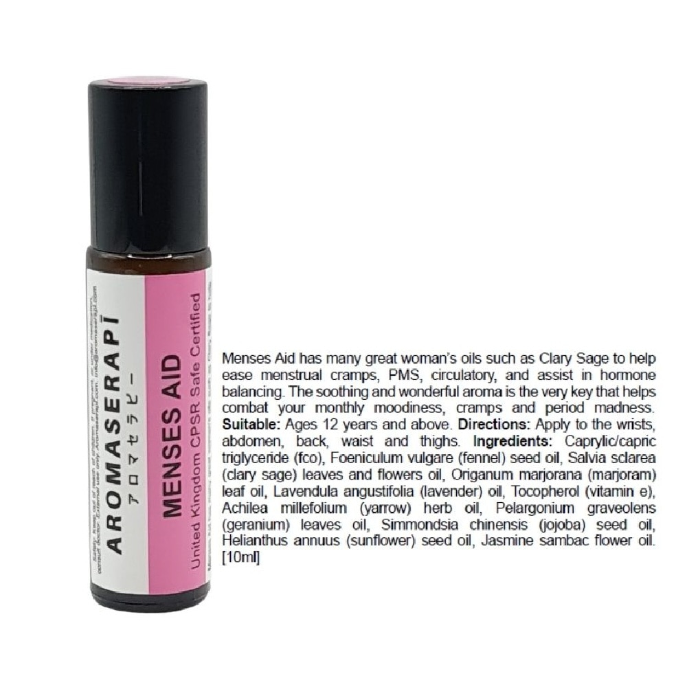 100% Therapeutic Natural Adult Menses Aid Rollerball (Relieves Menstrual Cramps, PMS, Circulatory Issues & Hormone Balancing) 10ml