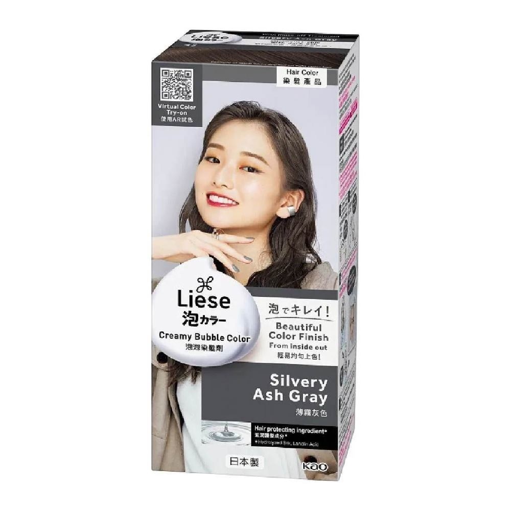 Liese Creamy Bubble Color Silvery Ash Grey 108ml - DIY Foam Hair Color with Salon Inspired Colors (includes treatment pack)