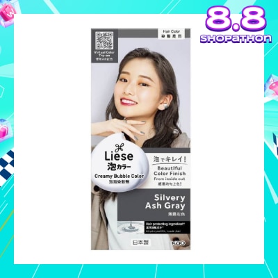LIESE Liese Creamy Bubble Color Silvery Ash Grey 108ml - DIY Foam Hair Color with Salon Inspired Colors (includes treatment pack)