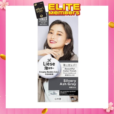 LIESE Liese Creamy Bubble Color Silvery Ash Grey 108ml - DIY Foam Hair Color with Salon Inspired Colors (includes treatment pack)