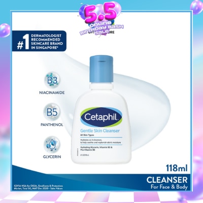 CETAPHIL - Gentle Skin Hydrating Cleanser For Face & Body Wash 118ml