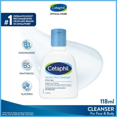 CETAPHIL - Gentle Skin Hydrating Cleanser For Face & Body Wash 118ml