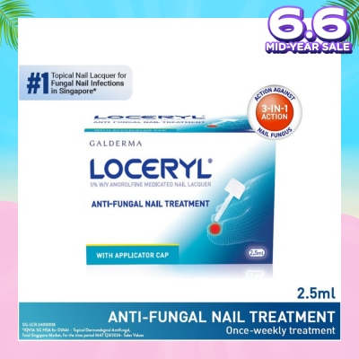 GALDERMA Loceryl Anti-Fungal Nail Treatment (5% W/V Amorolfine Medicated Nail Lacquer) 2.5ml