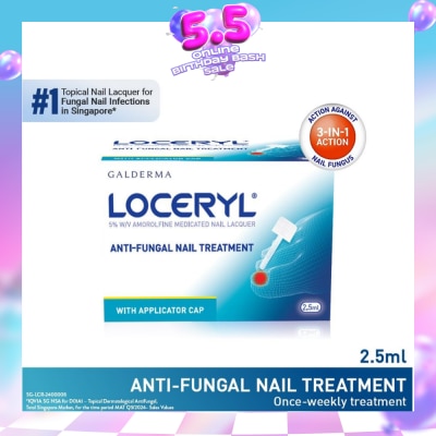 GALDERMA - Loceryl Anti-Fungal Nail Treatment (5% W/V Amorolfine Medicated Nail Lacquer) 2.5ml