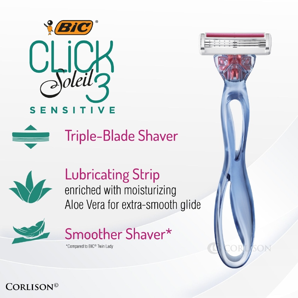 Click Soleil 3 Sensitive Shaver consists Handle 1s + Triple-Blade Shaver 2s
