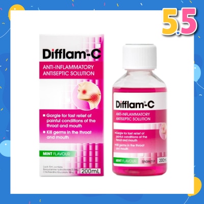 DIFFLAM Solution Peppermint (Help Kills Germs + Maintain Healthy Oral Hygiene) 200ml