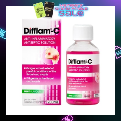 DIFFLAM Solution Peppermint (Help Kills Germs + Maintain Healthy Oral Hygiene) 200ml (Expiry: Aug`2026)