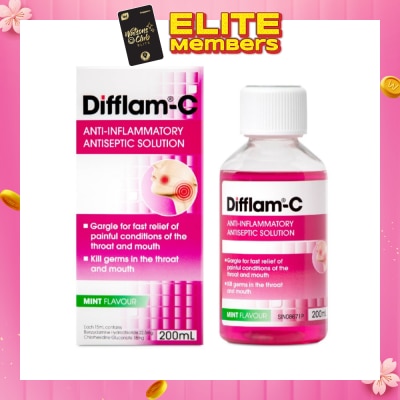 DIFFLAM Solution Peppermint (Help Kills Germs + Maintain Healthy Oral Hygiene) 200ml&nbsp;(Expiry: Aug`2026)