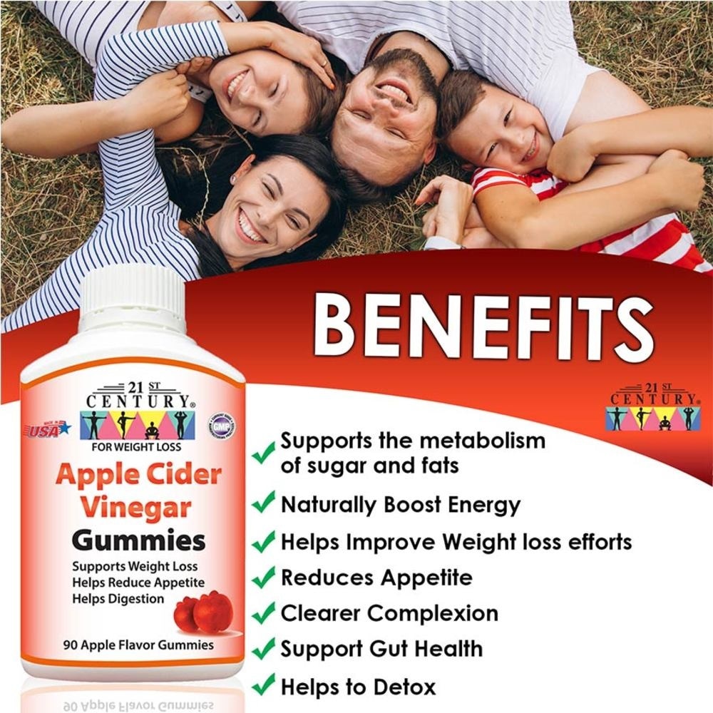 Apple Cider Vinegar Gummies Apple Flavour Vegetarian Gelatin Free (Support Weight Loss Reduce Appetite & Digestion) 90s