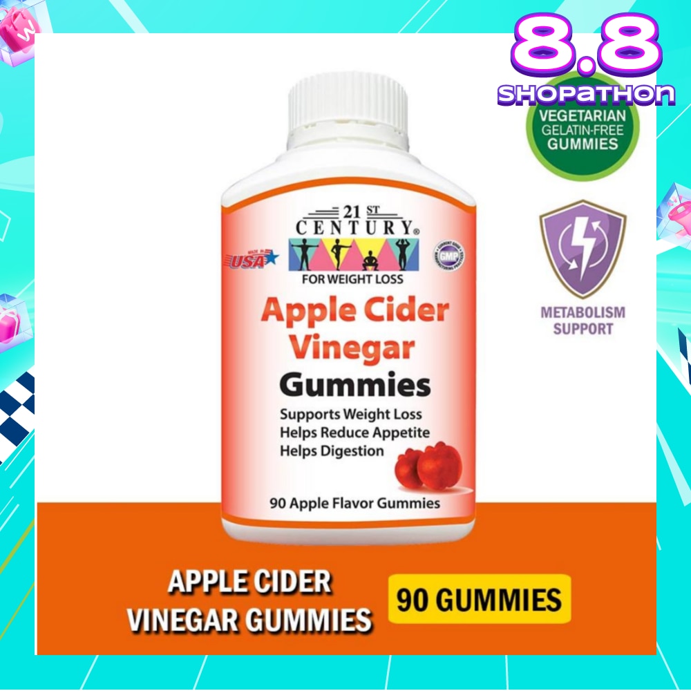 Apple Cider Vinegar Gummies Apple Flavour Vegetarian Gelatin Free (Support Weight Loss Reduce Appetite & Digestion) 90s