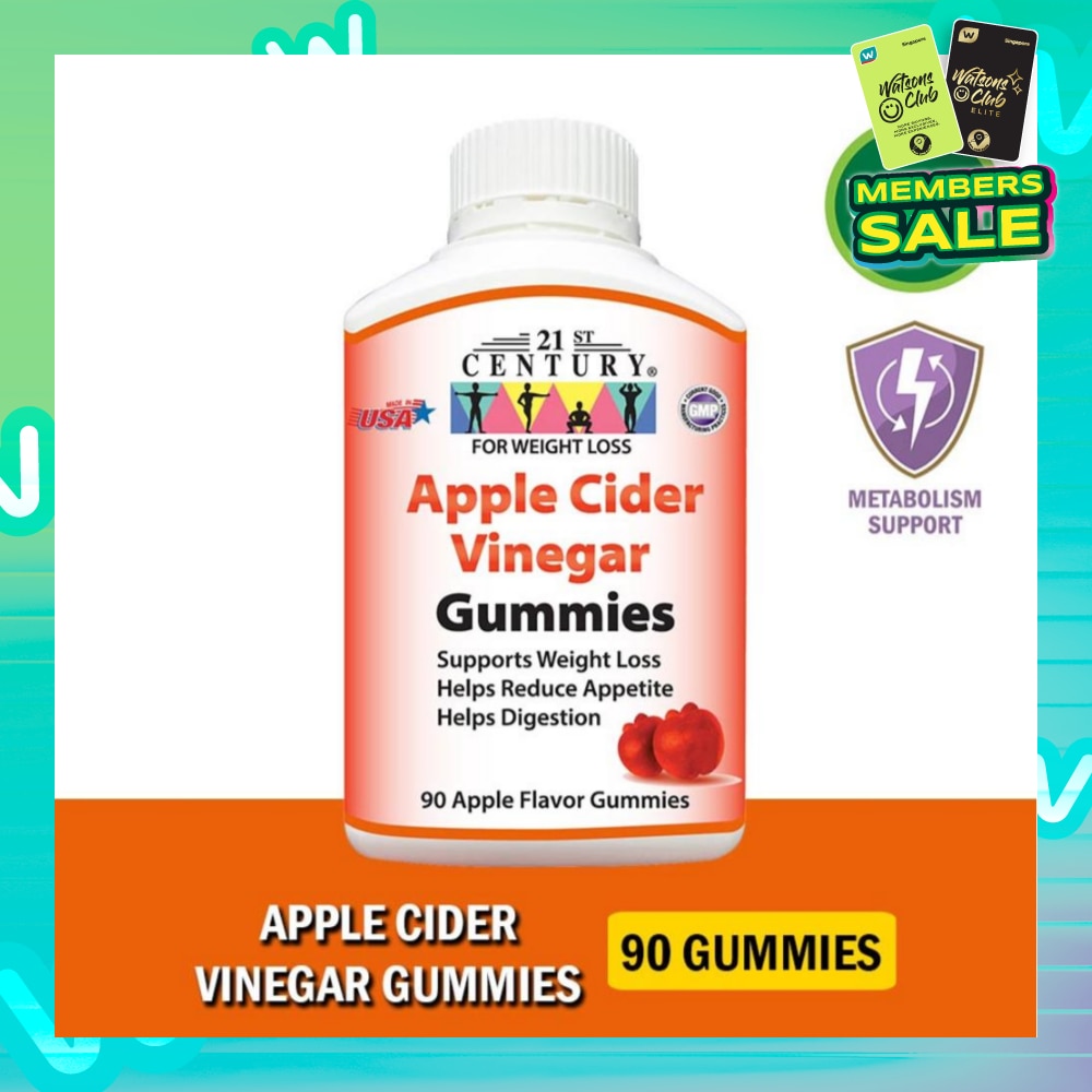 Apple Cider Vinegar Gummies Apple Flavour Vegetarian Gelatin Free (Support Weight Loss Reduce Appetite & Digestion) 90s