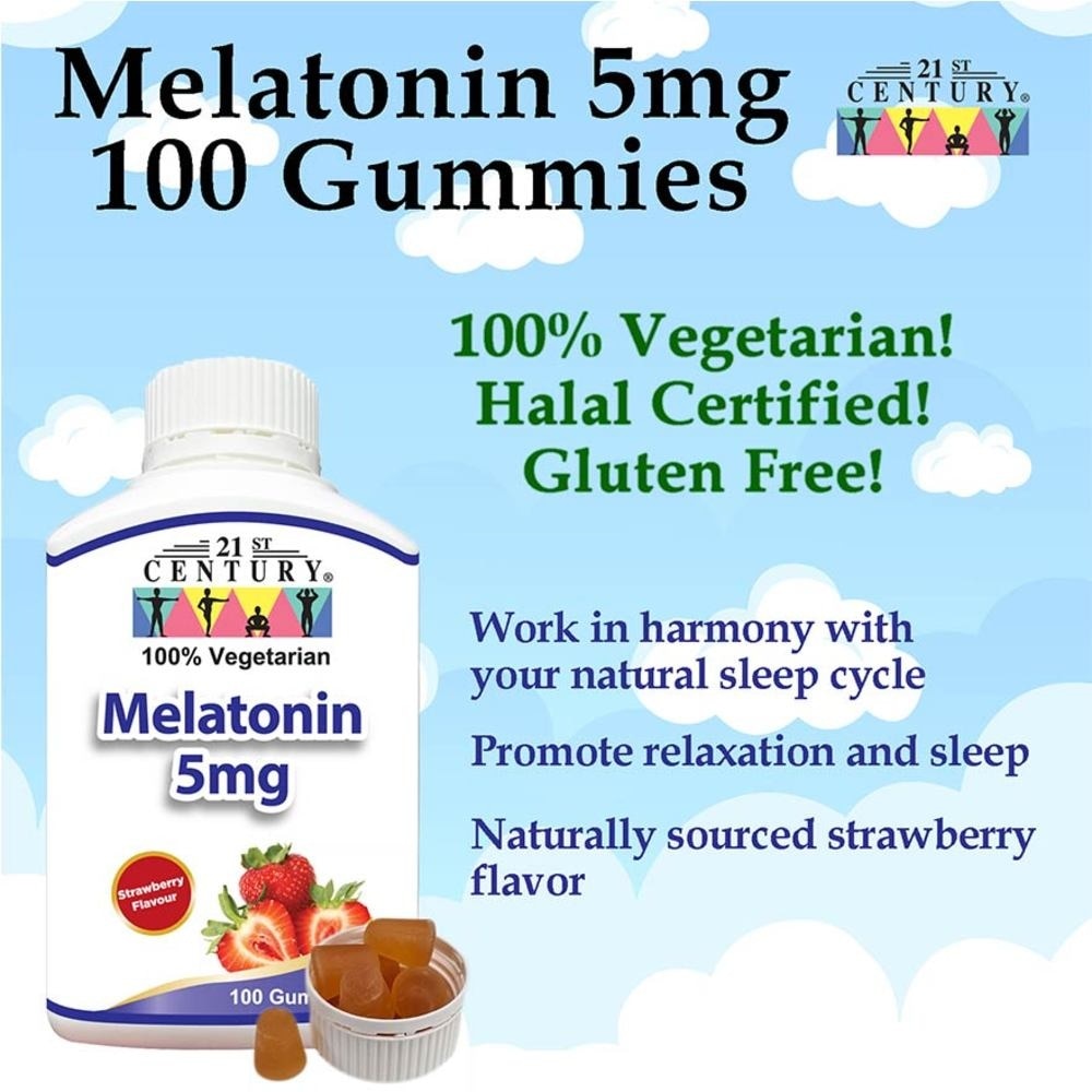 Melatonin 5mg Gummies Strawberry Flavour Vegetarian Gelatin Free (For Sleep Support) 100s