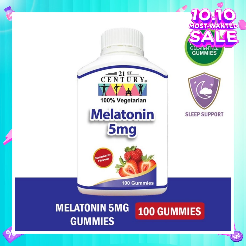 Melatonin 5mg Gummies Strawberry Flavour Vegetarian Gelatin Free (For Sleep Support) 100s