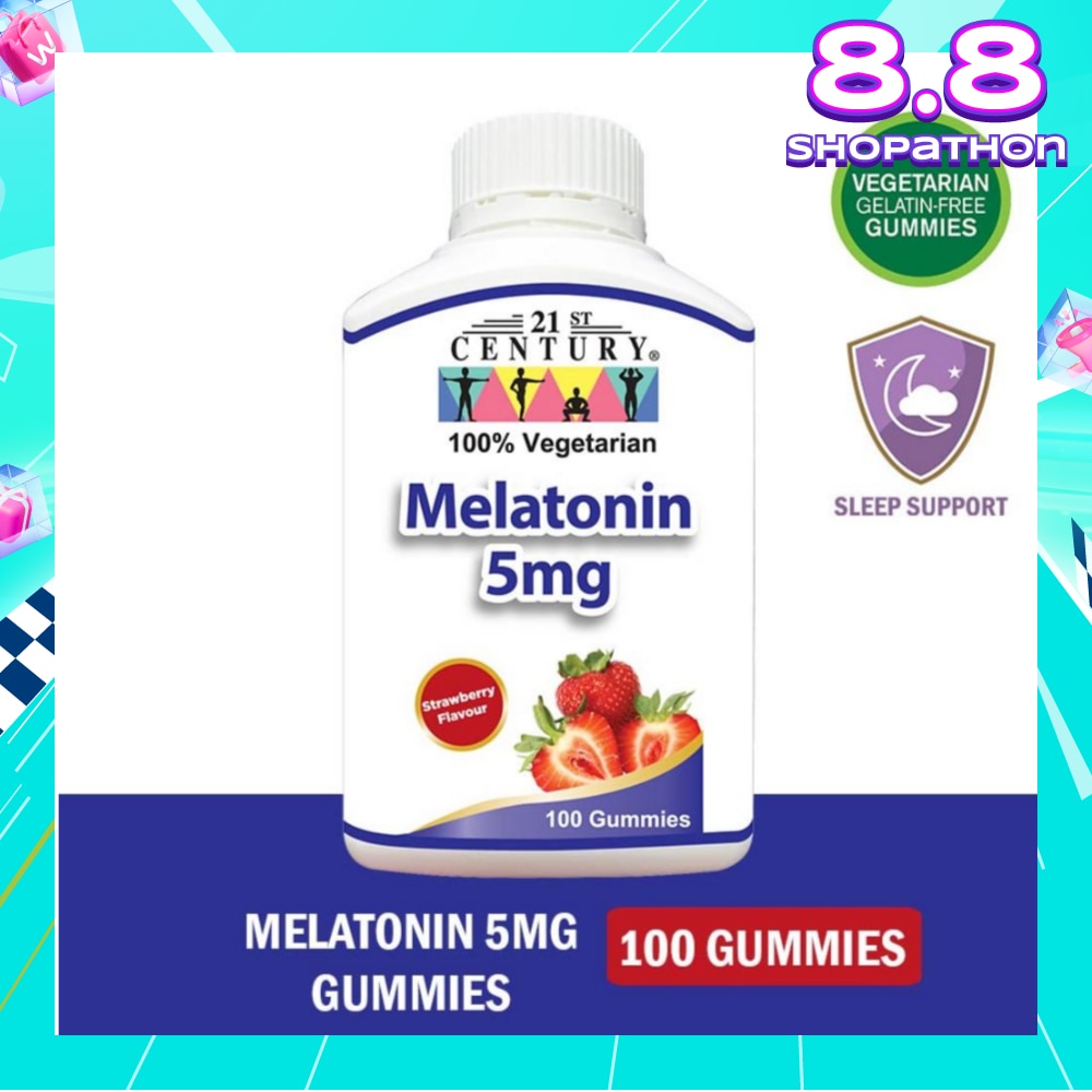 Melatonin 5mg Gummies Strawberry Flavour Vegetarian Gelatin Free (For Sleep Support) 100s
