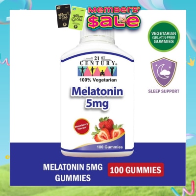 21ST CENTURY - Melatonin 5mg Gummies Strawberry Flavour Vegetarian Gelatin Free (For Sleep Support) 100s