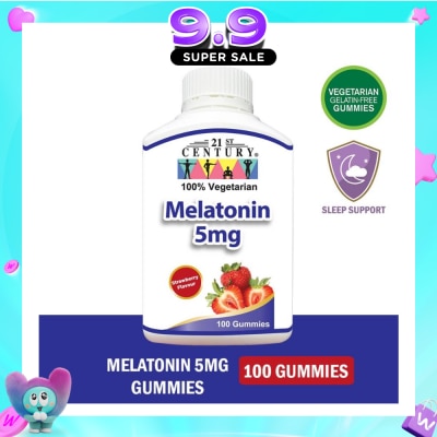 21ST CENTURY - Melatonin 5mg Gummies Strawberry Flavour Vegetarian Gelatin Free (For Sleep Support) 100s image