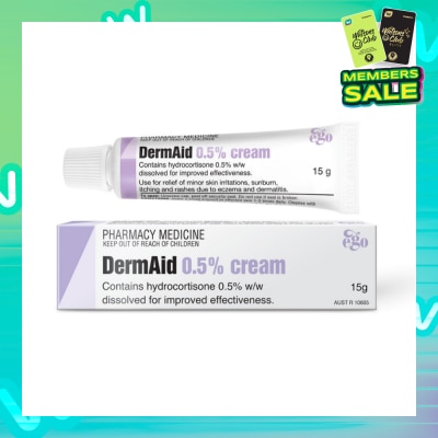 EGO QV DermAid 0.5% Cream (Use For Relief Of Minor Skin Irritations, Sunburn, Itching & Rashes Due To Eczema & Dermatitis) 15g