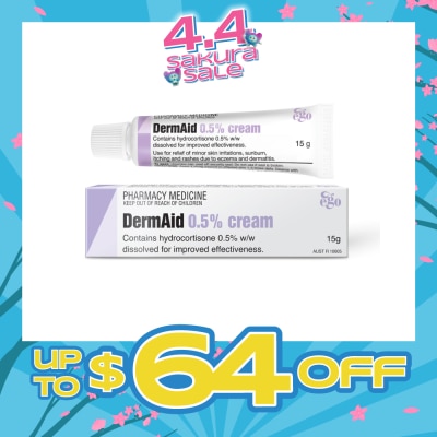 EGO QV - DermAid 0.5% Cream (Use For Relief Of Minor Skin Irritations, Sunburn, Itching & Rashes Due To Eczema & Dermatitis) 15g