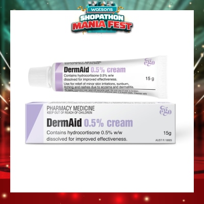 EGO QV - DermAid 0.5% Cream (Use For Relief Of Minor Skin Irritations, Sunburn, Itching & Rashes Due To Eczema & Dermatitis) 15g