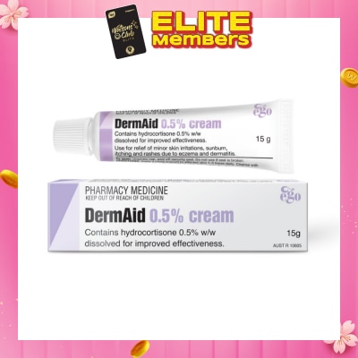 EGO QV DermAid 0.5% Cream (Use For Relief Of Minor Skin Irritations, Sunburn, Itching & Rashes Due To Eczema & Dermatitis) 15g