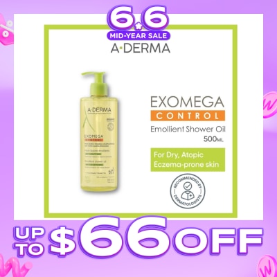 ADERMA - Exomega Control Emollient Shower Oil Bodywash (Anti-Scratching Suitable for Infants Children & Adults) 500ml