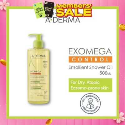 ADERMA Exomega Control Emollient Shower Oil Bodywash (Anti-Scratching Suitable for Infants Children & Adults) 500ml