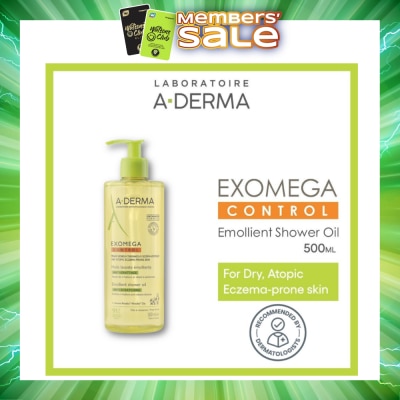 ADERMA - Exomega Control Emollient Shower Oil Bodywash (Anti-Scratching Suitable for Infants Children & Adults) 500ml