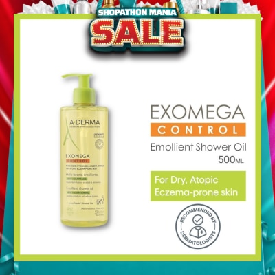 ADERMA - Exomega Control Emollient Shower Oil Bodywash (Anti-Scratching Suitable for Infants Children & Adults) 500ml