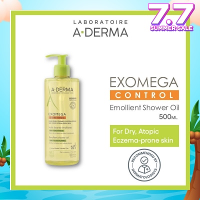 ADERMA Exomega Control Emollient Shower Oil Bodywash (Anti-Scratching Suitable for Infants Children & Adults) 500ml