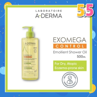 ADERMA Exomega Control Emollient Shower Oil Bodywash (Anti-Scratching Suitable for Infants Children & Adults) 500ml