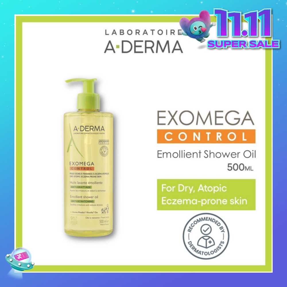 Exomega Control Emollient Shower Oil Bodywash (Anti-Scratching Suitable for Infants Children & Adults) 500ml