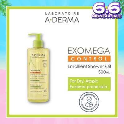 ADERMA Exomega Control Emollient Shower Oil Bodywash (Anti-Scratching Suitable for Infants Children & Adults) 500ml