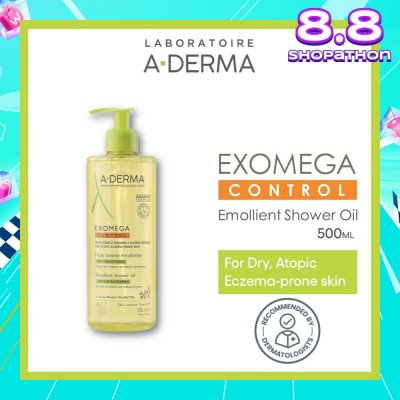 ADERMA Exomega Control Emollient Shower Oil Bodywash (Anti-Scratching Suitable for Infants Children & Adults) 500ml