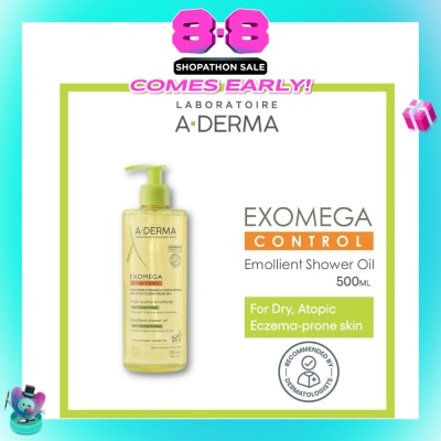 ADERMA - Exomega Control Emollient Shower Oil Bodywash (Anti-Scratching Suitable for Infants Children & Adults) 500ml