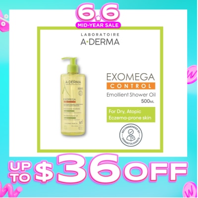 ADERMA - Exomega Control Emollient Shower Oil Bodywash (Anti-Scratching Suitable for Infants Children & Adults) 500ml