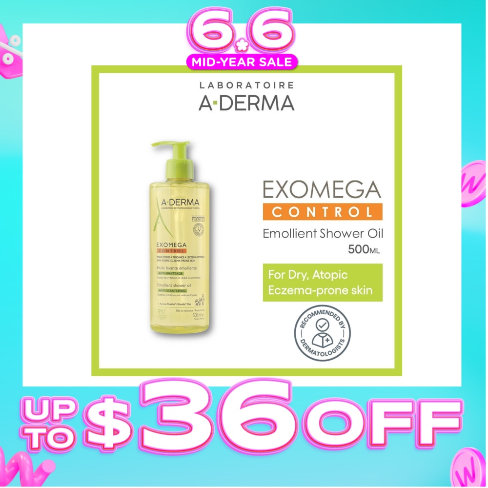 Exomega Control Emollient Shower Oil Bodywash (Anti-Scratching Suitable for Infants Children & Adults) 500ml